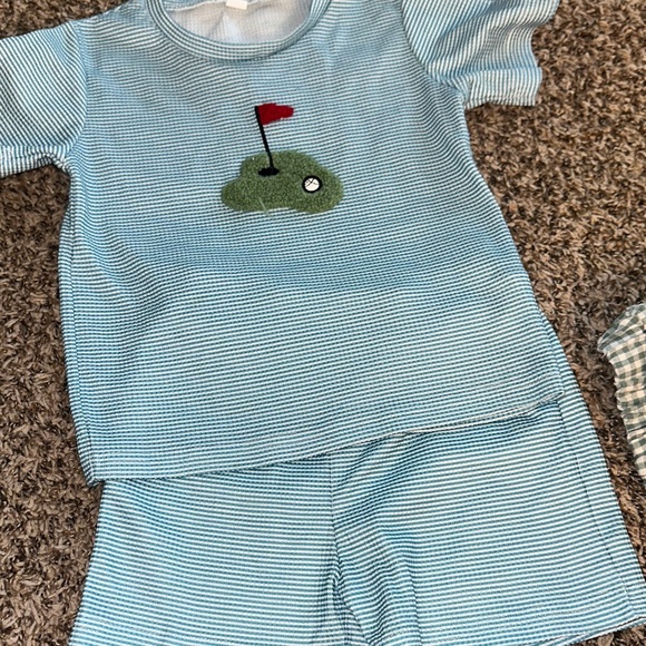 Kids Golf-Themed Blue Striped Pajamas - Picture 1 of 1